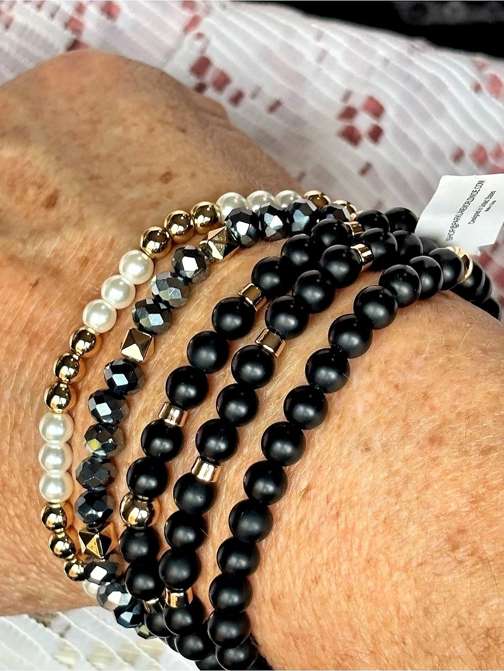 Park Lane Zara Bracelet Beaded Set of 5 in Black & Gold NWT Arm Party Ready